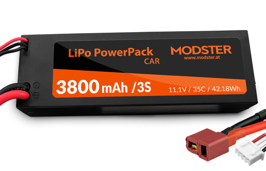 LiPo Pack 3S 11,1V 3800 mAh 35C (Deans) MODSTER PowerPack Car Hardcase