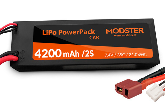 LiPo Pack 2S 7,4V 4200 mAh 35C (Deans) MODSTER PowerPack Car Hardcase