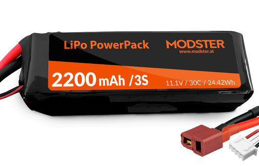 LiPo Akku 3S 11,1V 2200 mAh 30C (Deans) MODSTER PowerPack